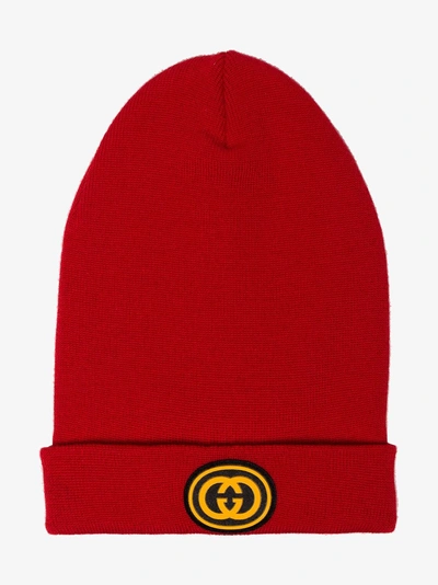 Shop Gucci Beanie Mit Ny-yankees-stickerei In Red