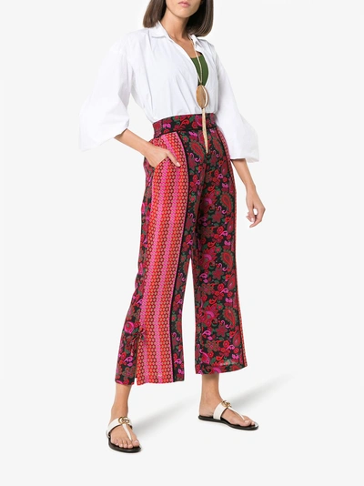 Shop A Peace Treaty Printed Silk Trousers In Red