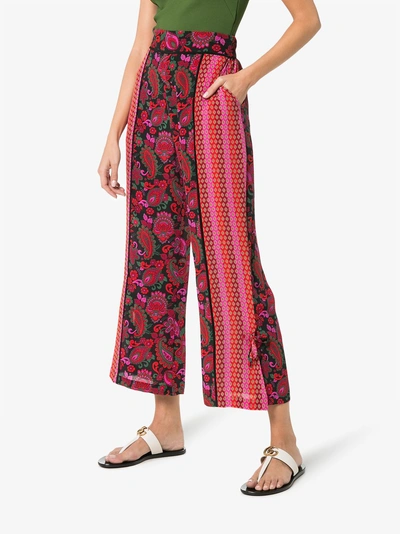 Shop A Peace Treaty Printed Silk Trousers In Red