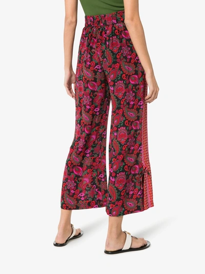 Shop A Peace Treaty Printed Silk Trousers In Red