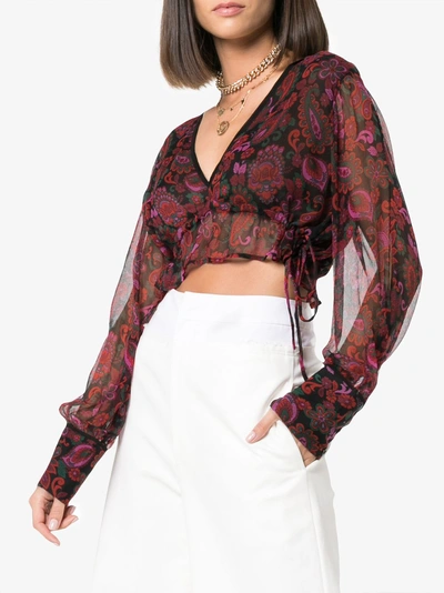 Shop A Peace Treaty Floral Print Crop Top In Red