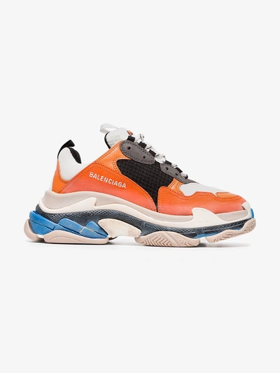 Shop Balenciaga Orange And Multicoloured Triple S Sneakers In Yellow