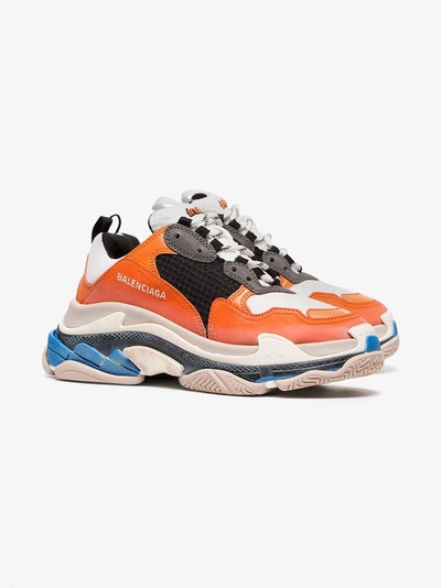 Shop Balenciaga Orange And Multicoloured Triple S Sneakers In Yellow