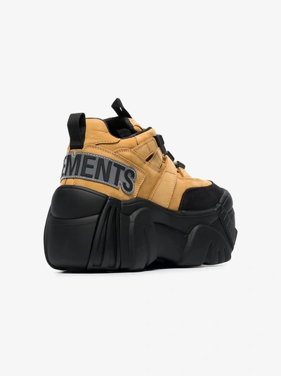 Shop Vetements X Swear Camel And Black 100 Leather Combat Sneakers In Brown