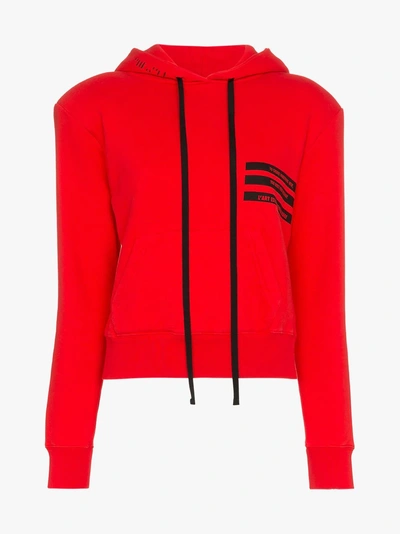 Shop Ben Taverniti Unravel Project Unravel Project Cropped Hooded Cotton Jumper In Red