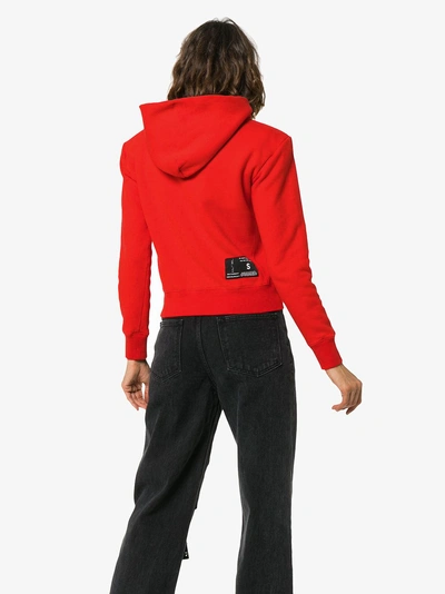 Shop Ben Taverniti Unravel Project Unravel Project Cropped Hooded Cotton Jumper In Red