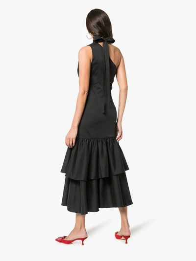 Shop Rejina Pyo Tiered Drop Hem Cotton Midi Dress In Black