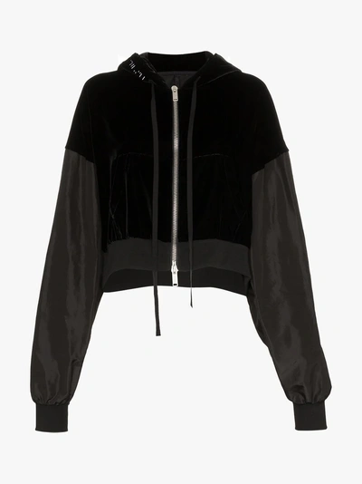 Shop Ben Taverniti Unravel Project Unravel Project Cropped Panel Hooded Jacket In Black