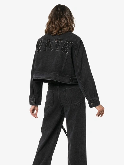 Shop Hyein Seo Studded Crop Denim Jacket In Grey