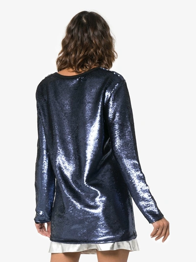 Shop Faith Connexion Mickey Sequin Embellished Blouse In Blue