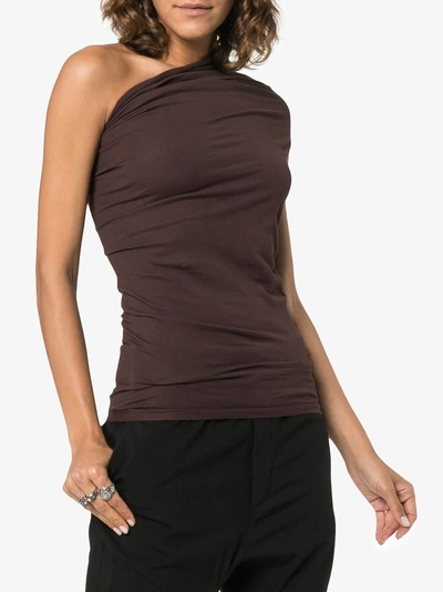 Shop Rick Owens Top Mit Asymmetrischem Ausschnitt In Brown