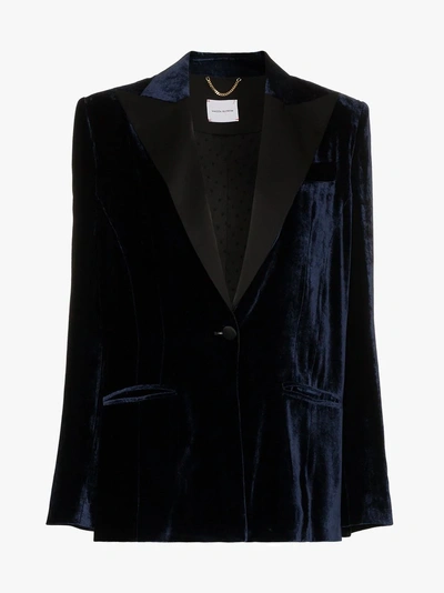 Shop Magda Butrym Madgeburg Embellished Velvet Trench Coat In Blue