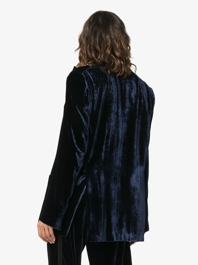 Shop Magda Butrym Madgeburg Embellished Velvet Trench Coat In Blue