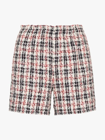 Shop Gucci Tweed Check Shorts In White