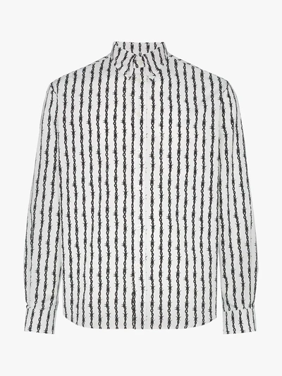 Shop Ashley Williams Barbwire Striped Cotton Bowling Shirt In Black
