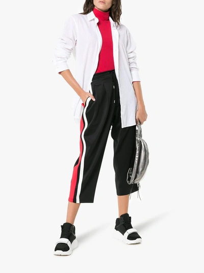 Shop Ader Error Striped Track Pants In Black