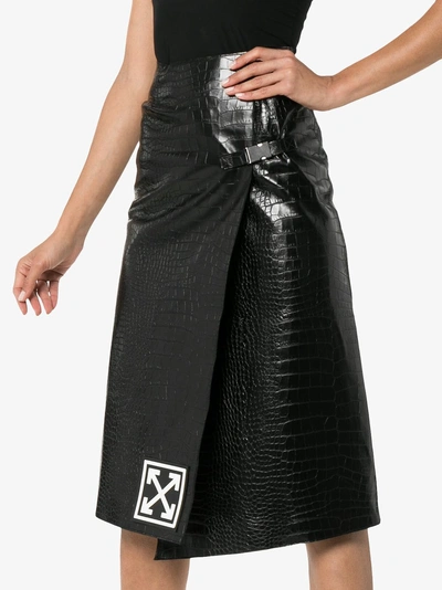 Shop Off-white High-waisted Leather Pencil Skirt In Black