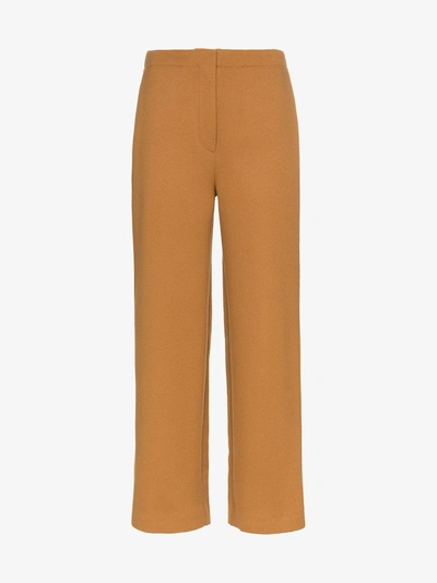 Shop Roksanda Petra Wool Blend Trousers In Brown