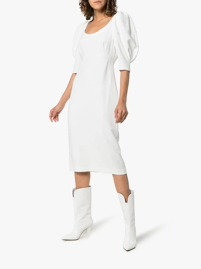 Shop Khaite Beatrice Midi-dress In White