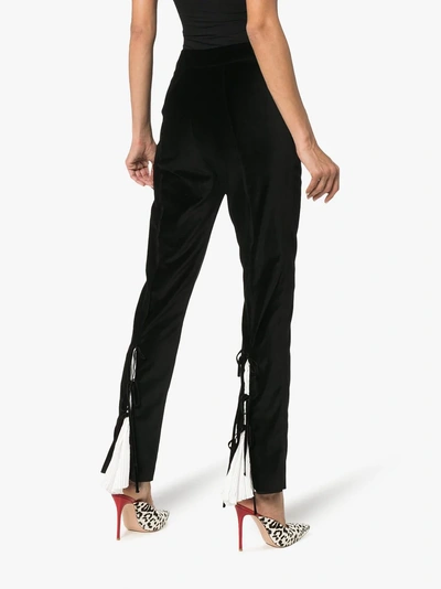 Shop Rosie Assoulin Split Hem Cotton Trousers In Black