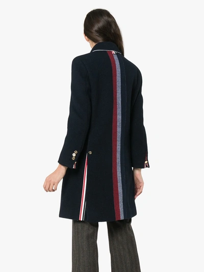 Shop Thom Browne Unlined Stripe Wool Overcoat In Blue