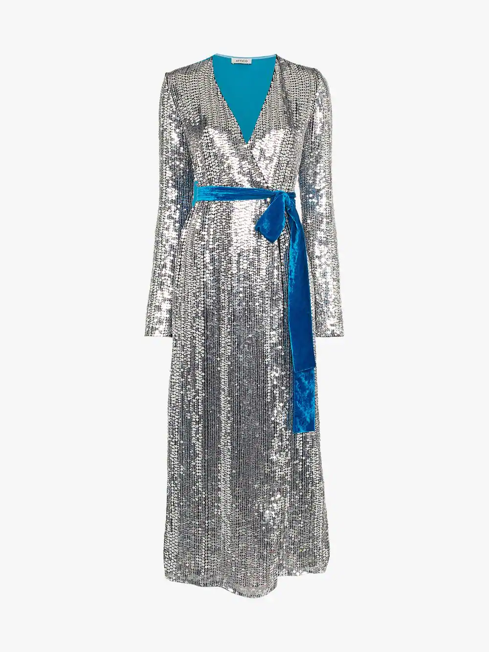 attico sequin wrap dress