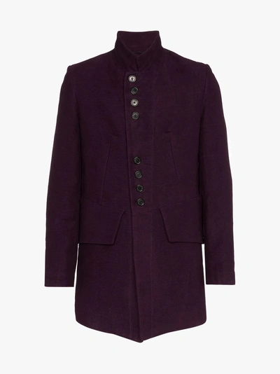 Shop Ann Demeulemeester Button-detail Cotton Linen Jacket In Pink/purple
