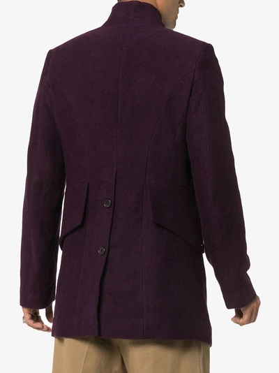 Shop Ann Demeulemeester Button-detail Cotton Linen Jacket In Pink/purple