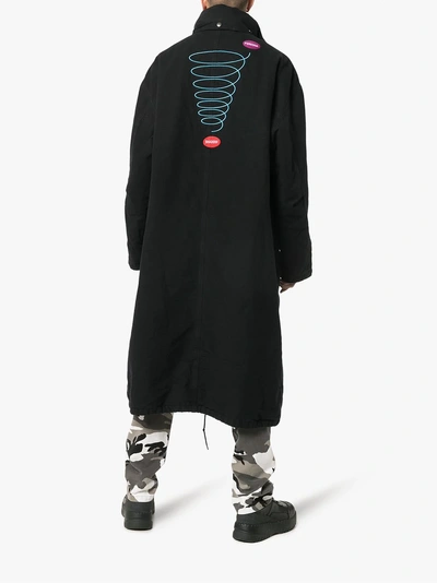 Shop Balenciaga Opera Ego Logo Embroidered Parka In Black