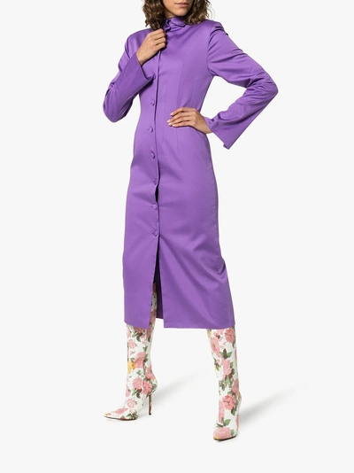 Shop Aleksandre Akhalkatsishvili Button-detail Cotton Coat Dress In Pink/purple