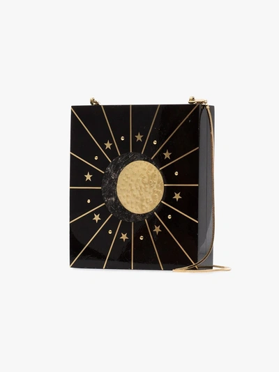 Shop Nathalie Trad Black Aurora Star Print Shell Shoulder Bag