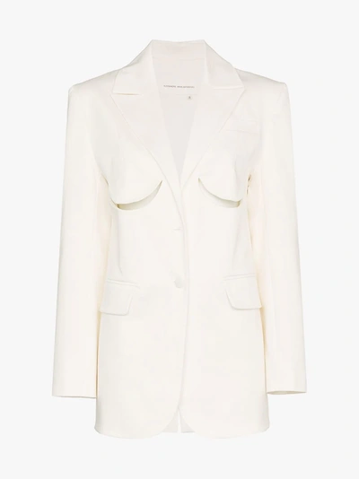 Shop Aleksandre Akhalkatsishvili Cutout Detail Cotton Blazer In White