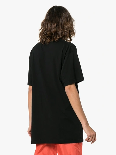 Shop Gucci Logo Print Oversized Cotton T-shirt In Black
