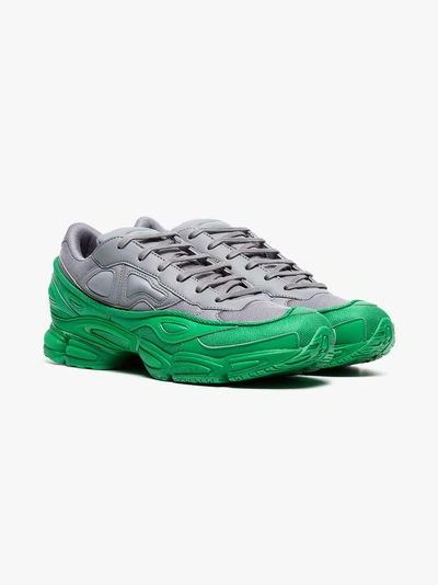 Shop Adidas Originals Adidas By Raf Simons Green And Grey Ozweego Leather Sneakers