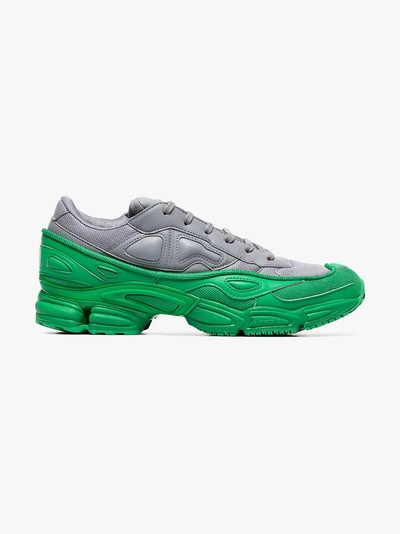 Shop Adidas Originals Adidas By Raf Simons Green And Grey Ozweego Leather Sneakers