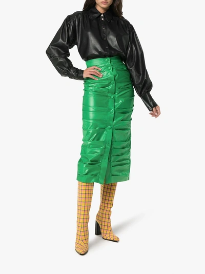 Shop Aleksandre Akhalkatsishvili High Waisted Midi Skirt In Green