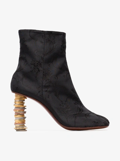 Shop Vetements Geisha Coin 100 Satin Boots In Black