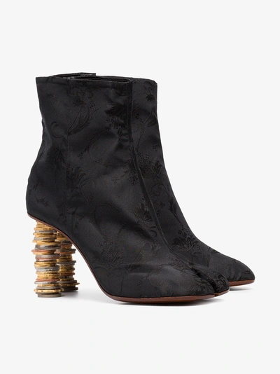 Shop Vetements Geisha Coin 100 Satin Boots In Black