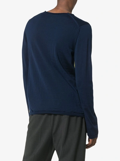 Shop Comme Des Garçons Shirt Panel Knit Wool Sweatshirt In 2 Blue