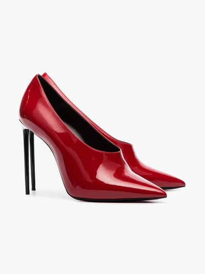 Shop Saint Laurent Teddy 105 Patent Leather Pumps In Red