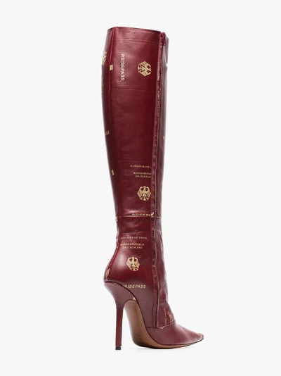 Shop Vetements 110 Passport Print Leather Boots In Red
