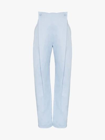 Shop Aleksandre Akhalkatsishvili Baggy Side Button-detail Cotton Trousers In Blue