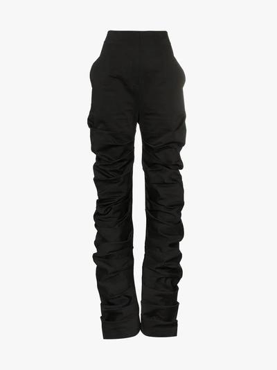 Shop Aleksandre Akhalkatsishvili High Waisted Cotton Trousers In Black