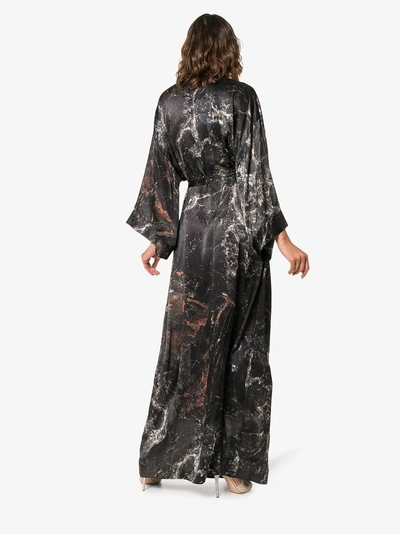 Shop Marta Larsson Märta Larsson 'obsidian' Kimono Mit Print In Black
