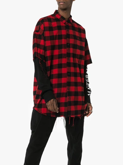 Shop Mastermind Japan Mastermind World Layered Check Cotton Shirt In Black