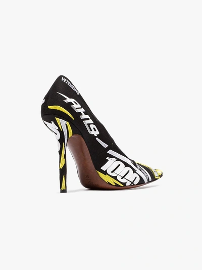 Shop Vetements Race 110 Embroidered Pumps In Yellow/orange