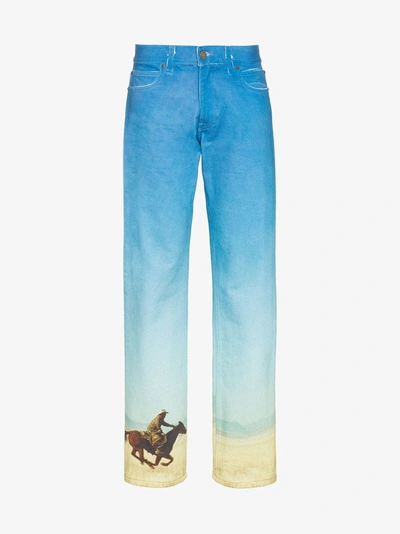 Shop Calvin Klein Jeans Est.1978 Calvin Klein Jeans Est. 1978 Printed Straight Leg Jeans In Blue