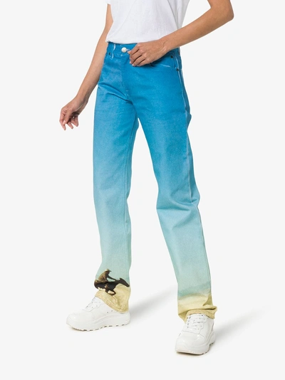 Shop Calvin Klein Jeans Est.1978 Calvin Klein Jeans Est. 1978 Printed Straight Leg Jeans In Blue
