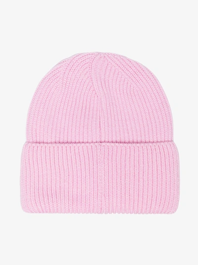 Shop Versace Pink Logo Knit Beanie