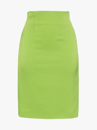 Shop Versace High-waisted Fitted Skirt In Green